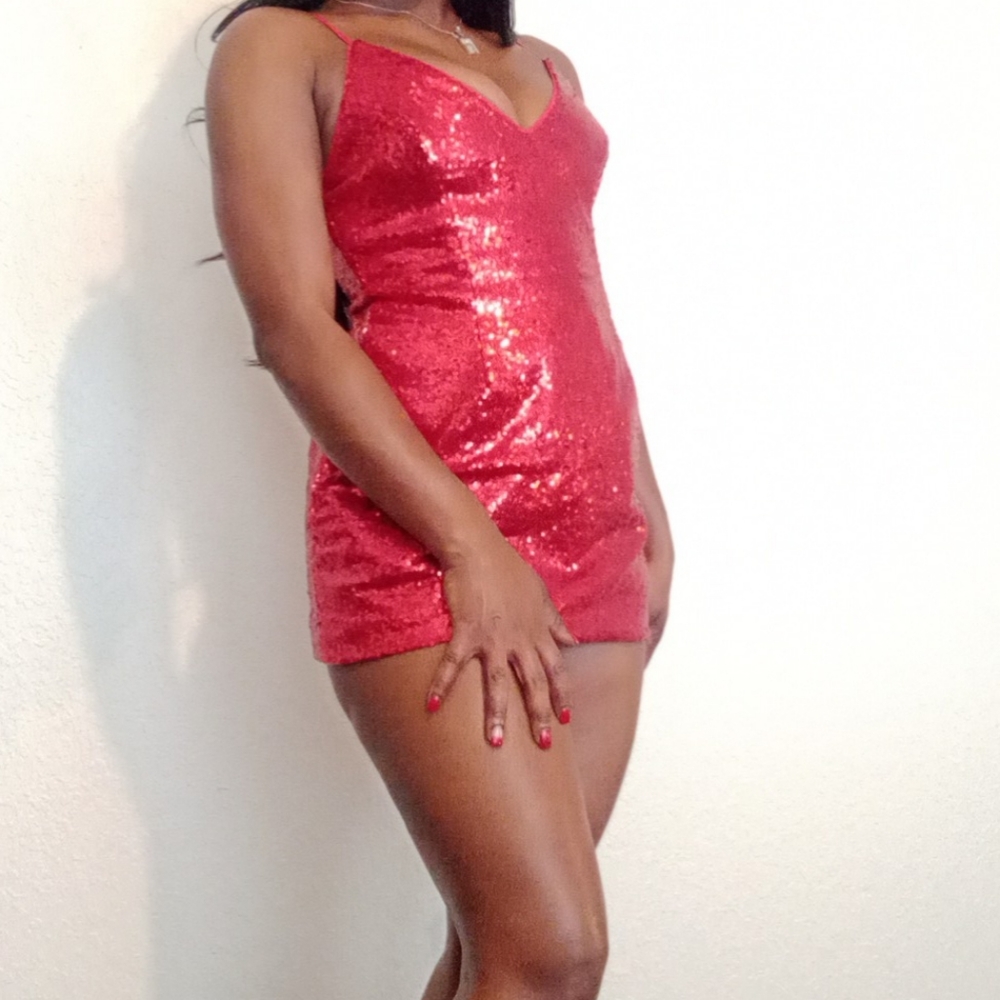 Red sequin mini dress